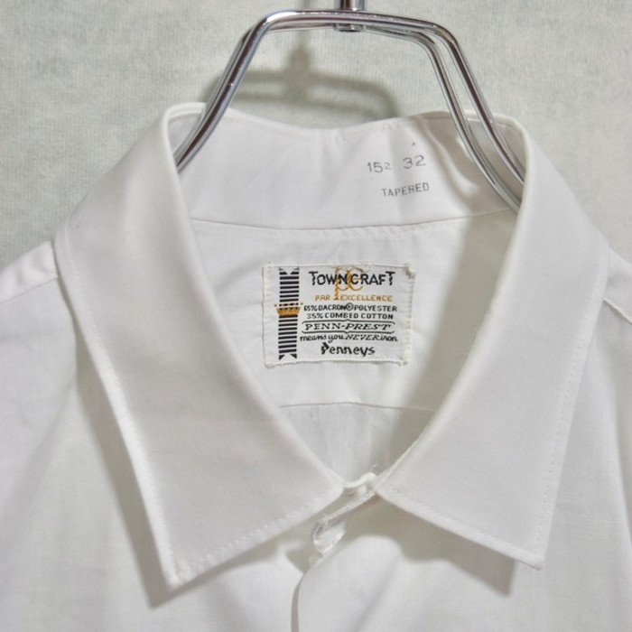 60s " towncraft " white cotton x poly l/s shirts | Vintage.City 古着屋、古着コーデ情報を発信