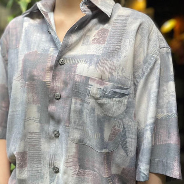 Men’s grey crazy pattern shirt | Vintage.City 古着屋、古着コーデ情報を発信