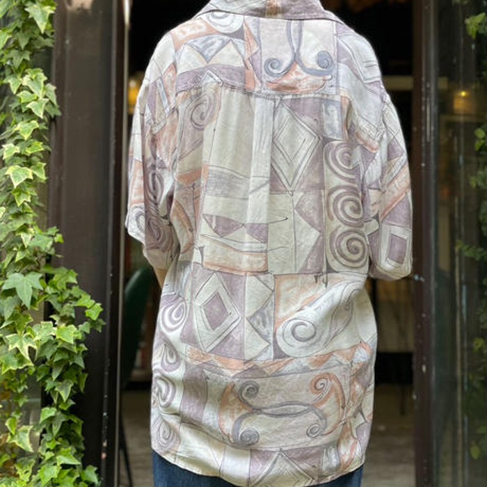 Men’s lavender × pink beige crazy pattern shirt | Vintage.City 古着屋、古着コーデ情報を発信