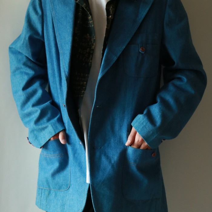 Vintage 70s blue tailored jacket | Vintage.City 빈티지숍, 빈티지 코디 정보