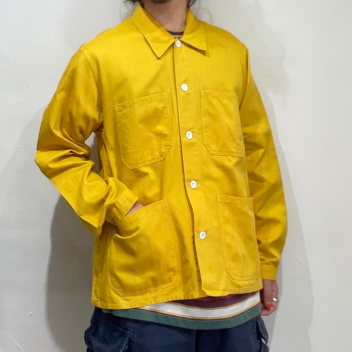 old " euro work " herringbone cotton coverall jacket | Vintage.City 古着屋、古着コーデ情報を発信