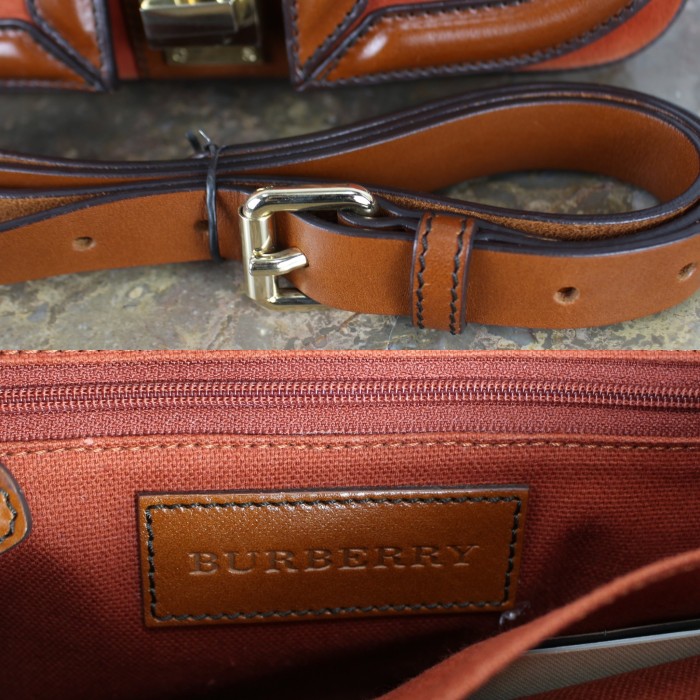 BURBERRY TURN LOCK LEATHER 2WAY SHOULDER BAG MADE IN ROMANIA ...
