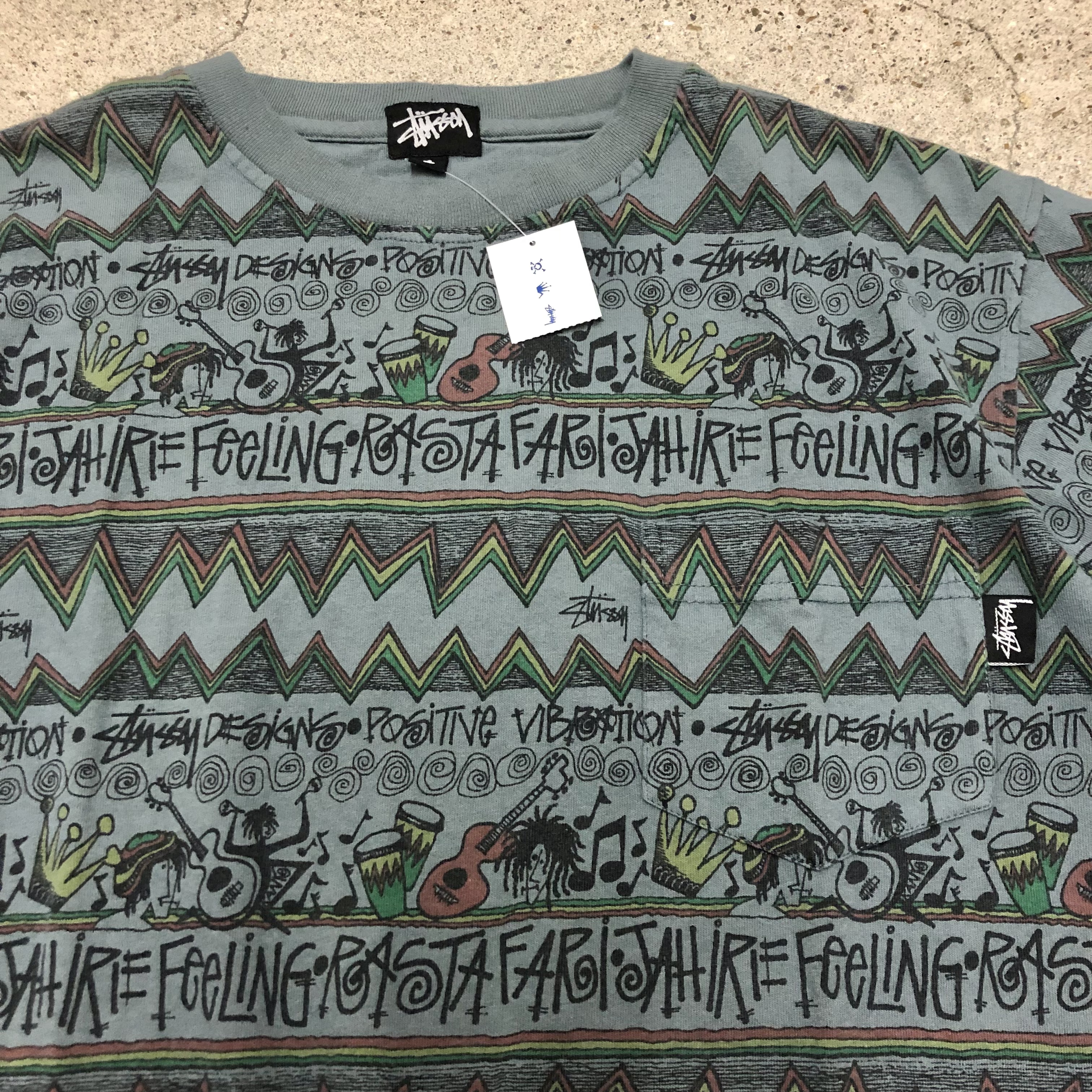 90～00s OLD STUSSY/IRIE BAND RASTA Tee/DEADSTOCK/USA製/L/ラスタ