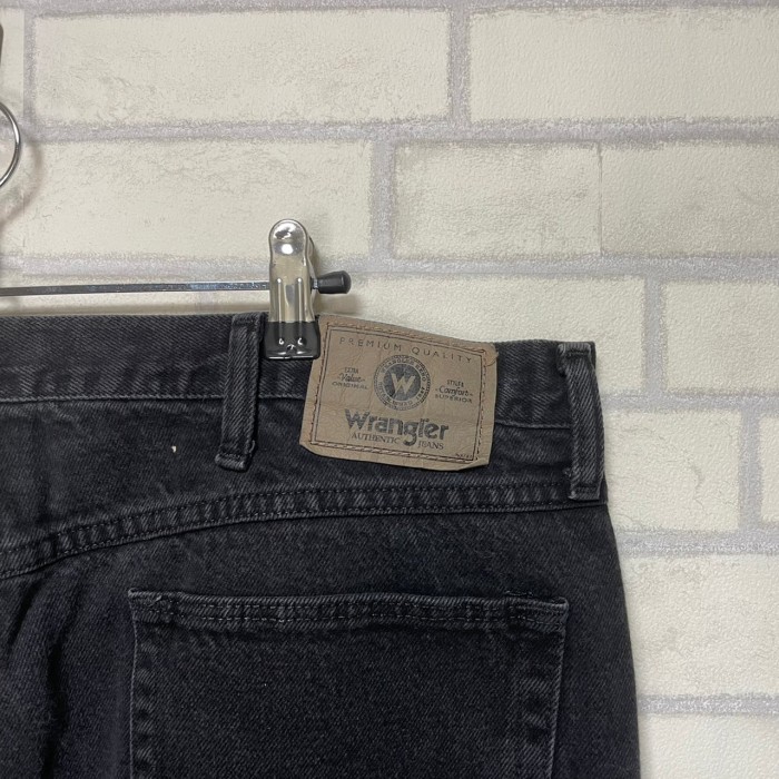【W40×L30】wrangler   ブラックデニムパンツ　革パッチ　コットン100% | Vintage.City 빈티지숍, 빈티지 코디 정보