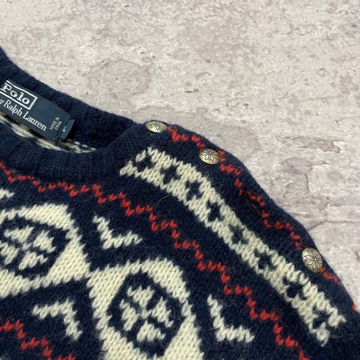 Polo by Ralph Lauren Nordic shoulder button wool knit | Vintage.City 古着屋、古着コーデ情報を発信