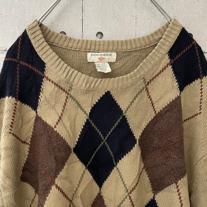 DOCKERS メンズ アーガイル  ニット XL ゆるだぼ セーター | Vintage.City 古着屋、古着コーデ情報を発信