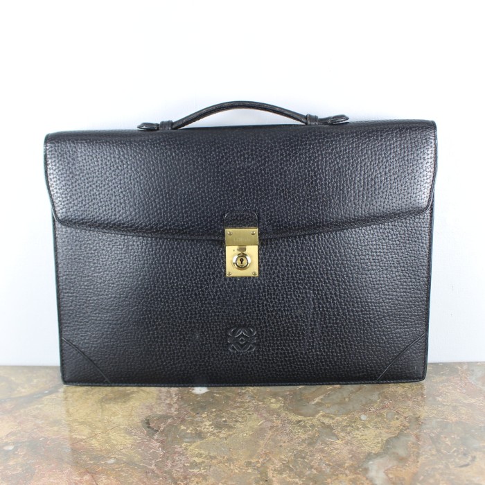 LOEWE ANAGRAM PATTERNED EMBOSSED LEATHER BUSINESS BAG MADE IN ...