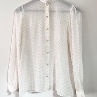 White × Gray / Silk Mixed Stand-up Collar Shirt | Vintage.City 빈티지숍, 빈티지 코디 정보