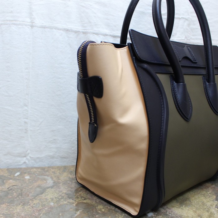 CELINE LAGGAGE MINI SHOPPER BICOLOR LEATHER HAND BAG MADE IN ITALY/セリーヌラゲージミニショッパーバイカラーレザーハンドバッグ | Vintage.City 빈티지숍, 빈티지 코디 정보