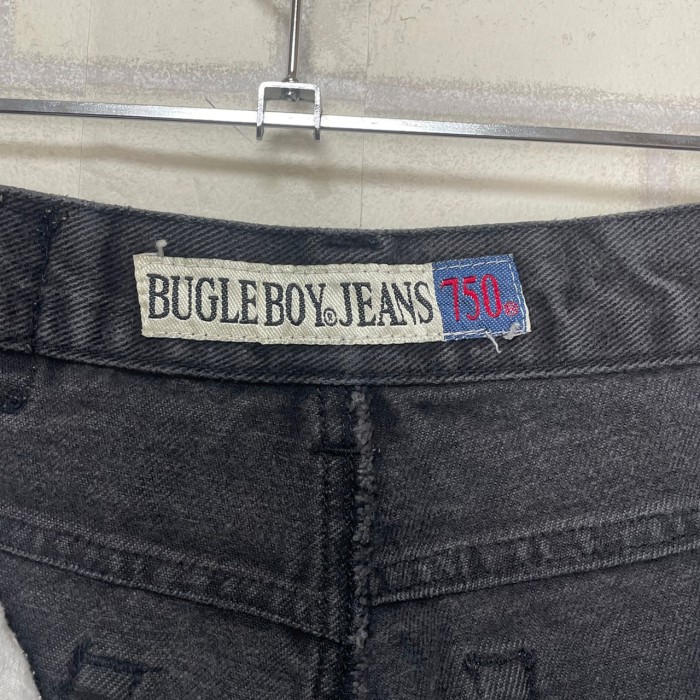 【W34】BUGLE BOY   ブラックデニムショーツ　革パッチ　ブランドタグ | Vintage.City 古着屋、古着コーデ情報を発信