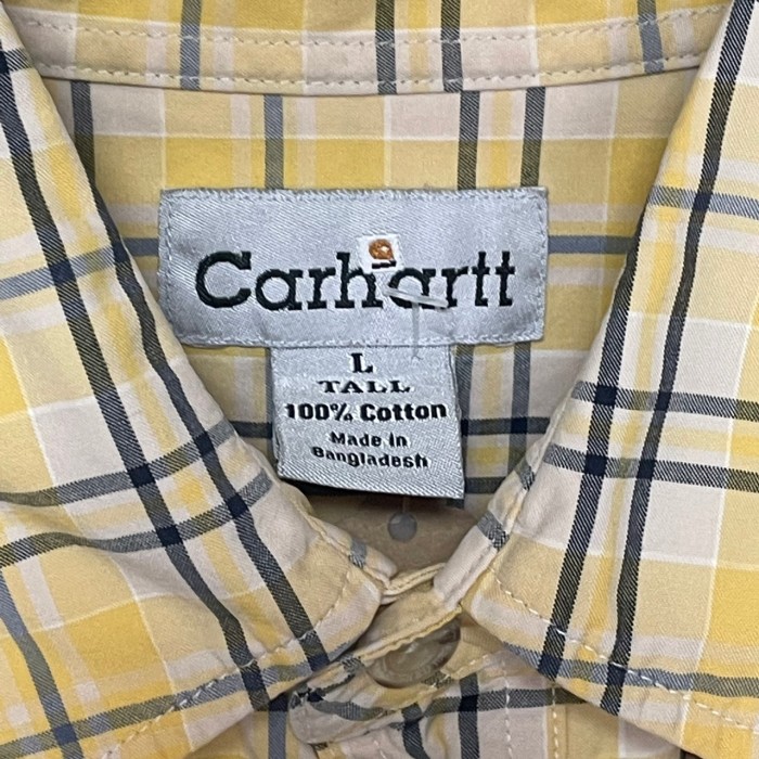 Carhartt   半袖シャツ　L   コットン100%   チェック柄　革パッチ | Vintage.City 古着屋、古着コーデ情報を発信