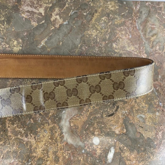 GUCCI GG PATTERNED LOGO BUCKLE LEATHER BELT MADE IN ITALY/グッチインターロッキングGG柄ロゴバックルレザーベルト | Vintage.City 古着屋、古着コーデ情報を発信