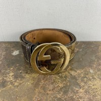 GUCCI GG PATTERNED LOGO BUCKLE LEATHER BELT MADE IN ITALY/グッチインターロッキングGG柄ロゴバックルレザーベルト | Vintage.City 빈티지숍, 빈티지 코디 정보