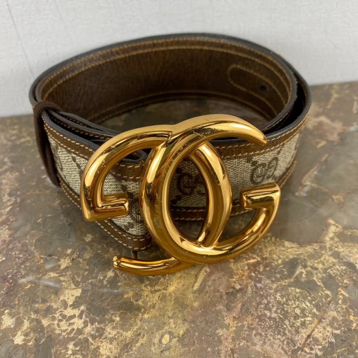 OLD GUCCI GG PATTERNED LOGO BUCKLE BELT MADE IN ITALY/オールド