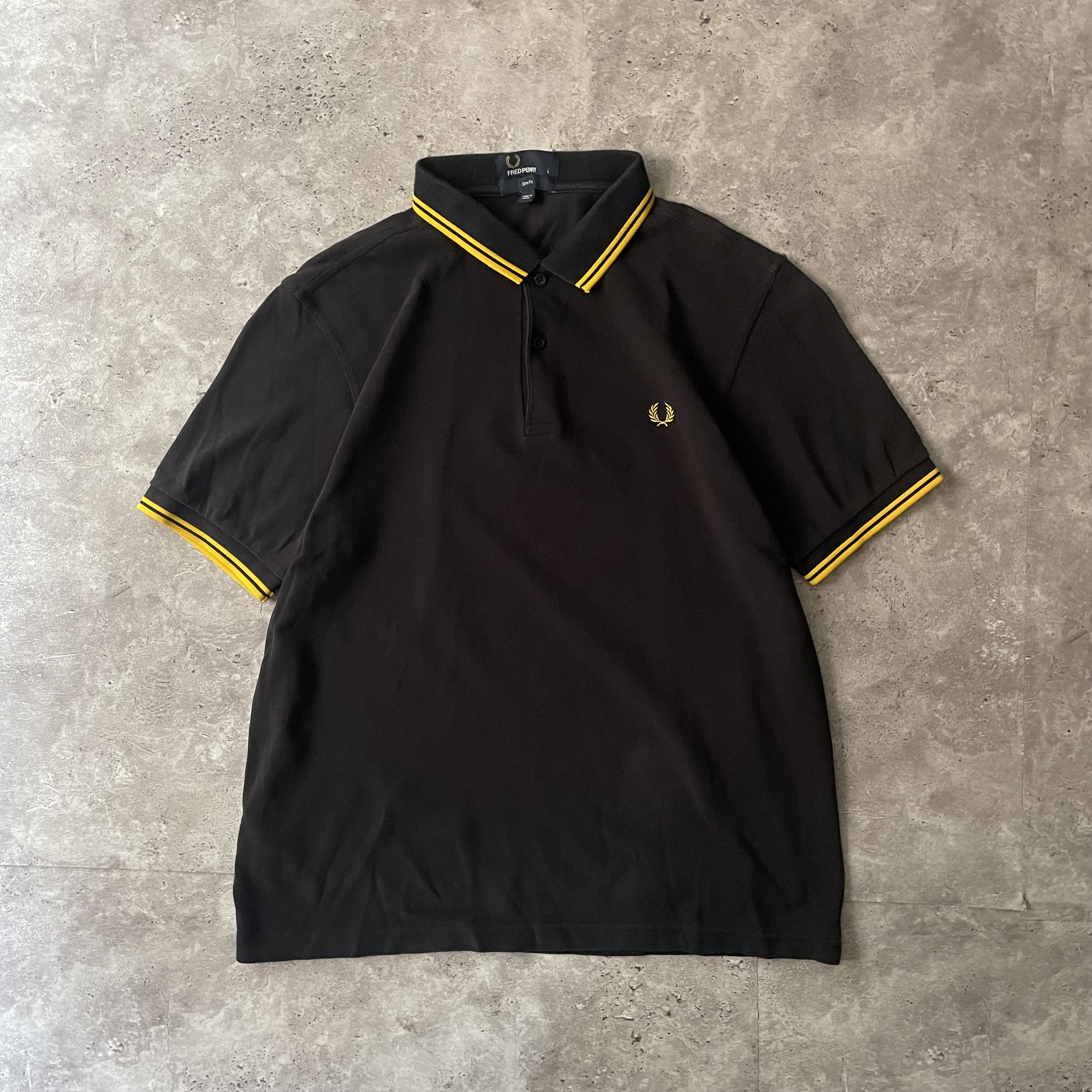 フレッドペリー ポロシャツ 黒×黄 L - ポロシャツ