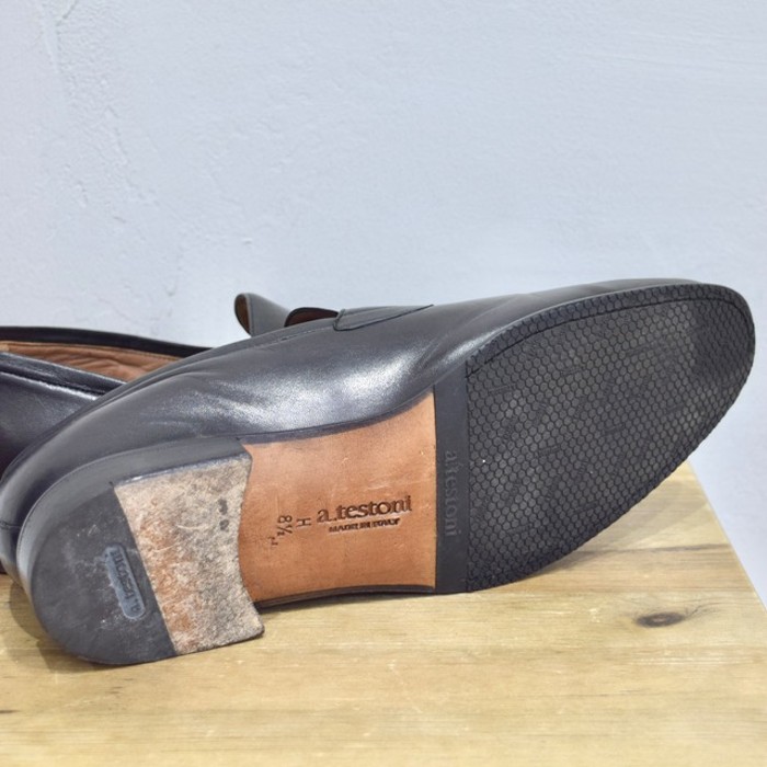 " a.testoni " black leather loafer | Vintage.City 古着屋、古着コーデ情報を発信