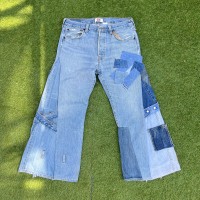 【NO.6】LEVI’S 501 remake patchwork wide flared pants design denim blue | Vintage.City 古着屋、古着コーデ情報を発信