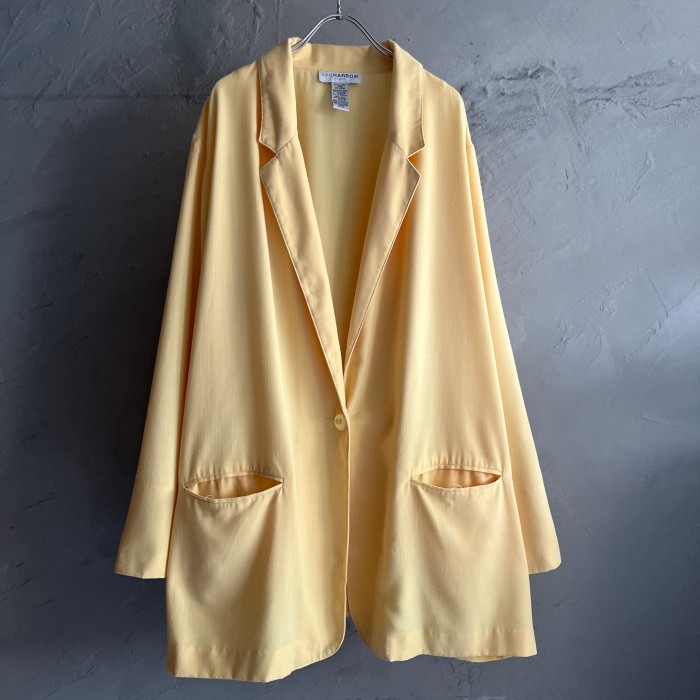 "Sagharbor" yellow color rayon easy tailored jacket | Vintage.City 古着屋、古着コーデ情報を発信