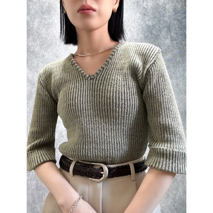 60-70s deepvneck half sleeve knit | Vintage.City 古着屋、古着コーデ情報を発信