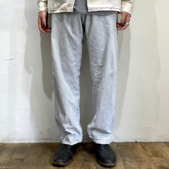 40s seersucker stripe pattern work trousers | Vintage.City 빈티지숍, 빈티지 코디 정보