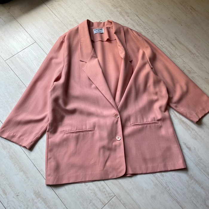 "Alfred Dunner" salmonpink color easy tailored jacket | Vintage.City 古着屋、古着コーデ情報を発信
