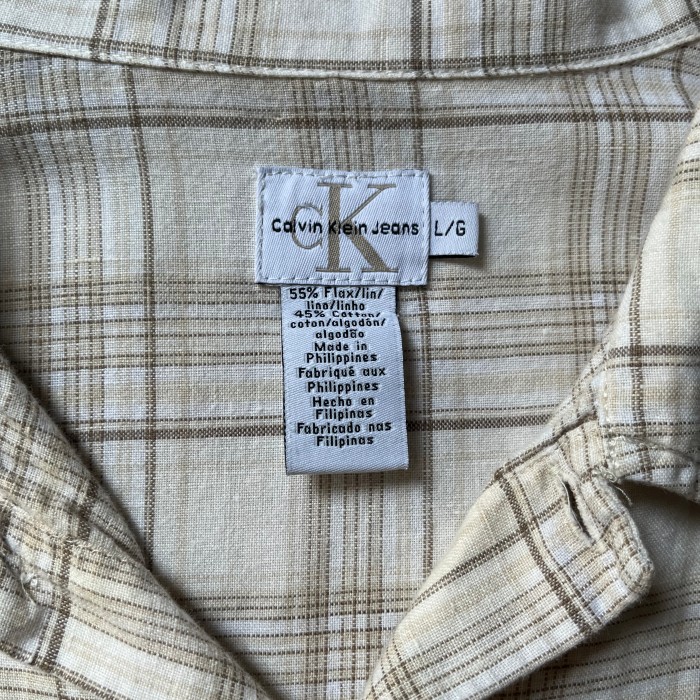"CK Jeans" linen×cotton opencollar plaid shirt | Vintage.City 빈티지숍, 빈티지 코디 정보