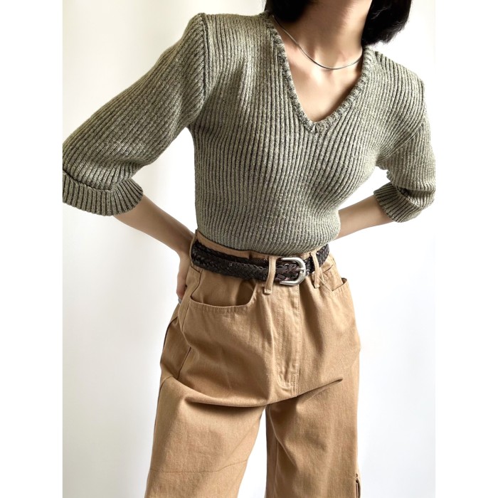 60-70s deepvneck half sleeve knit | Vintage.City Vintage Shops, Vintage Fashion Trends