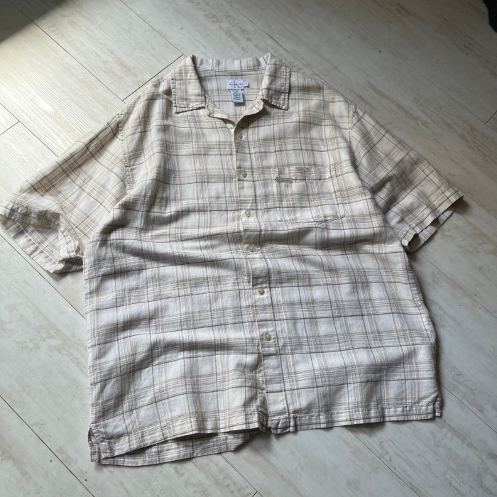 "CK Jeans" linen×cotton opencollar plaid shirt | Vintage.City 빈티지숍, 빈티지 코디 정보