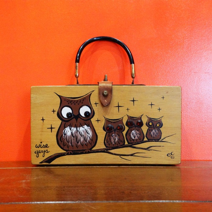 60s Enid Collins owl parent and child wood box bag | Vintage.City 빈티지숍, 빈티지 코디 정보