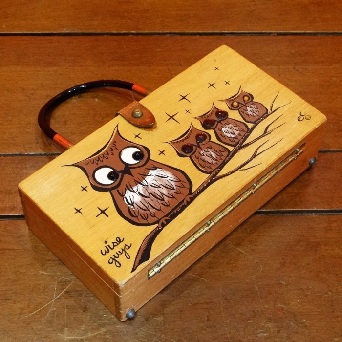 60s Enid Collins owl parent and child wood box bag | Vintage.City 빈티지숍, 빈티지 코디 정보
