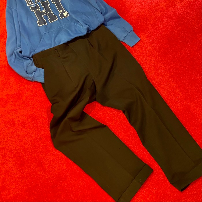 vintage men's センタープレスパンツ スラックス セットアップ 黒 | Vintage.City 古着屋、古着コーデ情報を発信