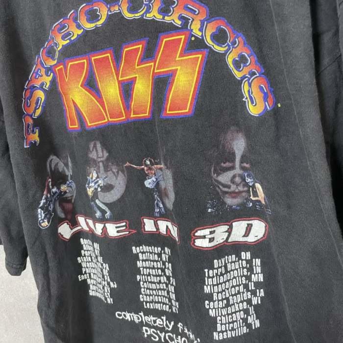 バンドT KISS "psycho-circus" T-shirt Live in 3D コピーライト サイズ XL ブラック | Vintage.City 빈티지숍, 빈티지 코디 정보