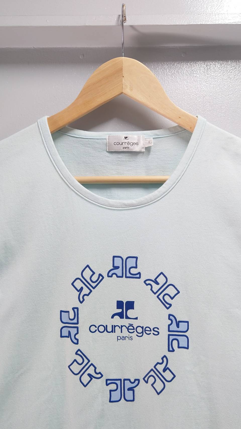 courreges サークル ロゴ プリント Tシャツ ライトブルー L 半袖 ...