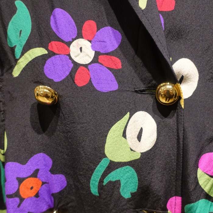 Flower Double button Dress | Vintage.City 古着屋、古着コーデ情報を発信