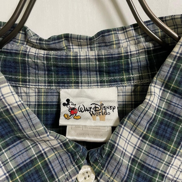 古着　Disney Mickey Mouse 半袖チェック柄シャツ　ワンポイント刺繍 | Vintage.City 古着屋、古着コーデ情報を発信