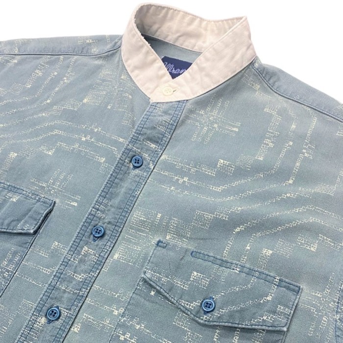 70sWrangler Cotton Print Band Collar Shirts/L | Vintage.City 古着屋、古着コーデ情報を発信