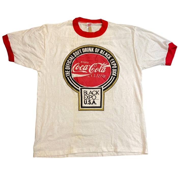 80s Active wear リンガーTシャツ Coca Colaメンズライク