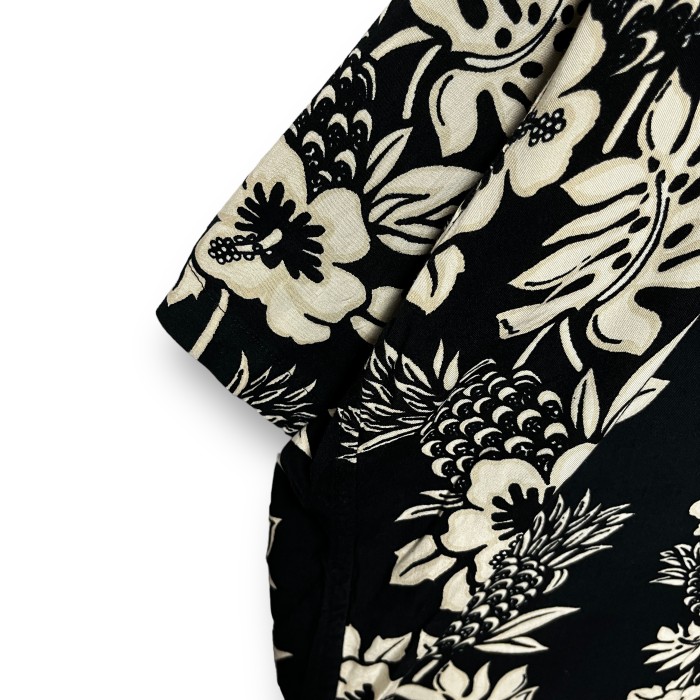 RON JON rayon whole pattern aloha shirt レーヨン 総柄 パイナップル ハイビスカス アロハシャツ ブラック 黒 | Vintage.City ヴィンテージ 古着
