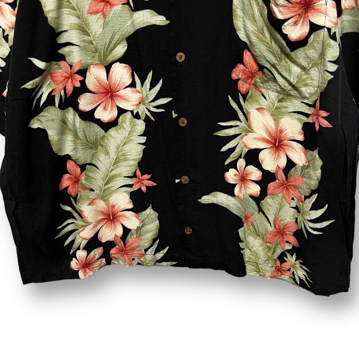 BREAK WATER rayon open color aloha shirt レーヨン オープンカラー 開襟 アロハシャツ ブラック 黒 | Vintage.City ヴィンテージ 古着