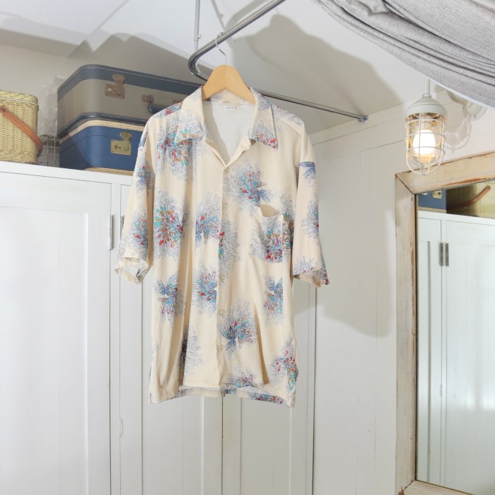 70s sears Poly open collar shirt | Vintage.City ヴィンテージ 古着