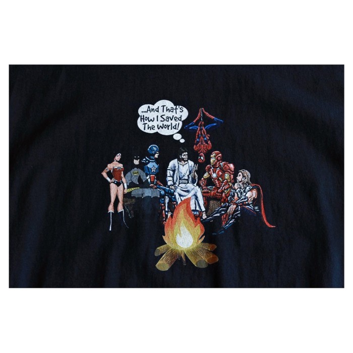“Jesus&Superheroes” Campfire Unique Tshirt | Vintage.City ヴィンテージ 古着