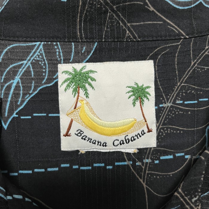 Banana Cabana silk open color aloha shirt シルク オープンカラー 解禁 アロハシャツ ブラック 黒 | Vintage.City ヴィンテージ 古着