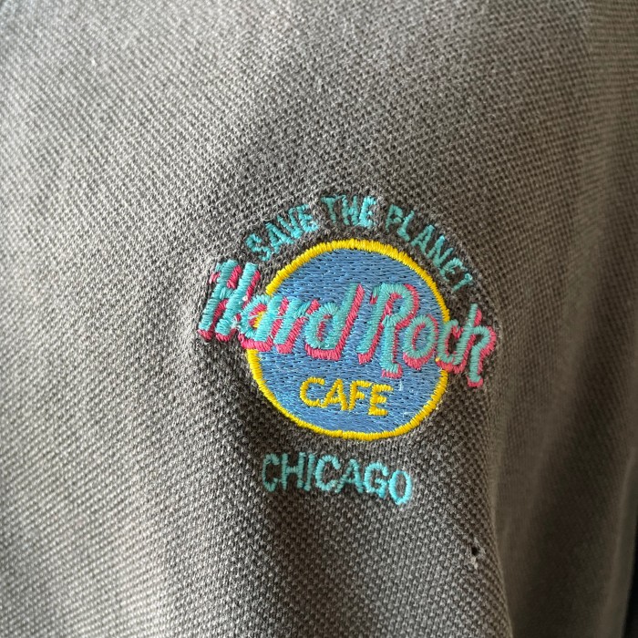Hard Rock CAFE ハードロックカフェ 刺繍ロゴ ポロシャツ ブラック USA製 | Vintage.City ヴィンテージ 古着