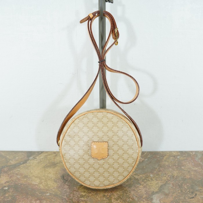 CELINE ROUND TYPE MACADAM PATTERNED SHOULDER BAG MADE IN ITALY