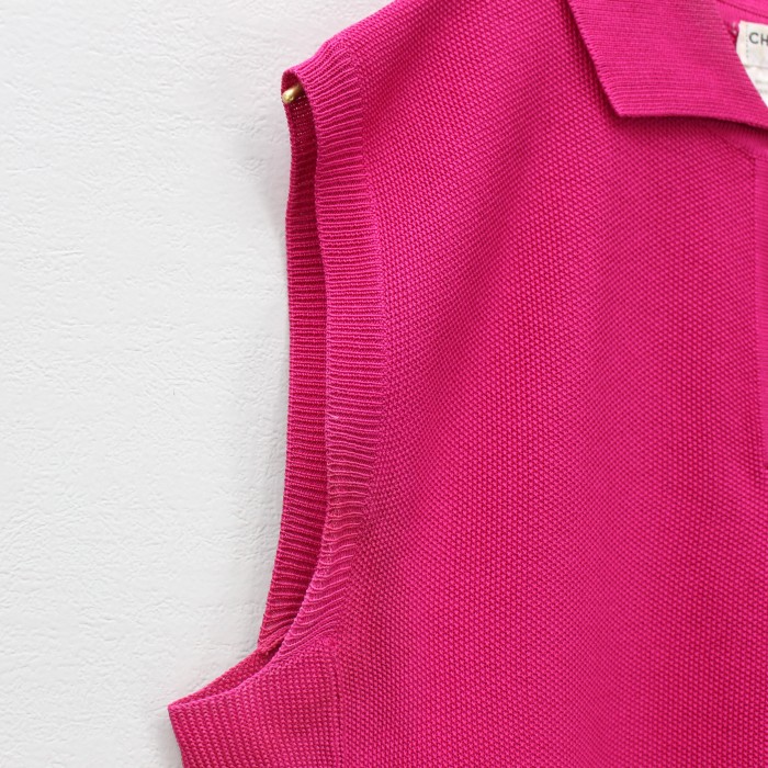 CHANEL 01P COCO MARC NO SLEEVE SILK100% POLO SHIRT MADE IN ITALY/シャネルココマークノースリーブシルク100%ポロシャツ | Vintage.City ヴィンテージ 古着