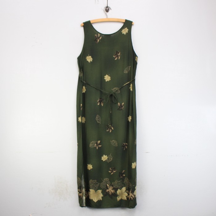 USA VINTAGE LEAF PATTERNED NO SLEEVE ONE PIECE/アメリカ古着葉っぱ柄ノースリーブワンピース | Vintage.City ヴィンテージ 古着