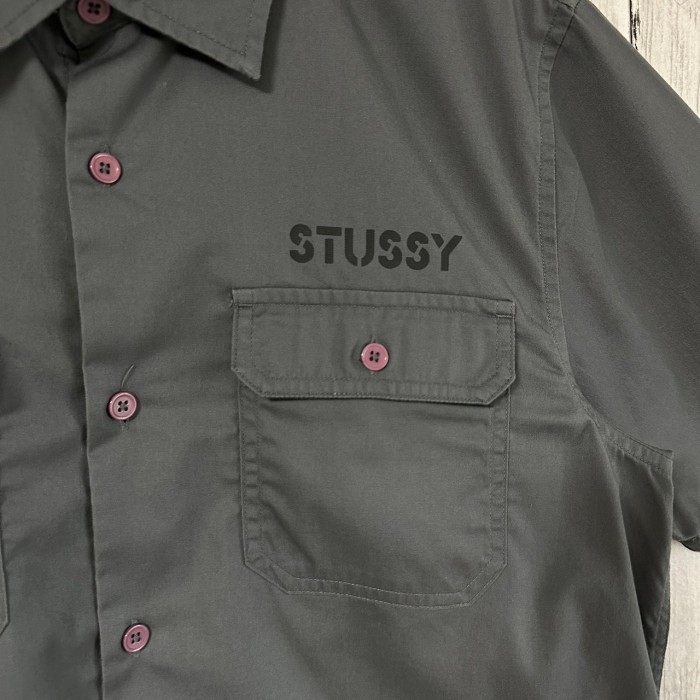 stussy ステューシー ワークシャツ 半袖 バックロゴ | Vintage.City 古着屋、古着コーデ情報を発信