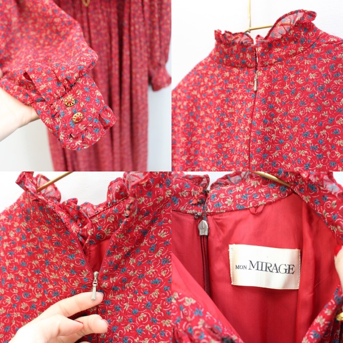 RETRO VINTAGE FLOWER PATTERNED FRILL DESIGN ONE PIECE/レトロ古着花柄フリルデザインワンピース | Vintage.City ヴィンテージ 古着