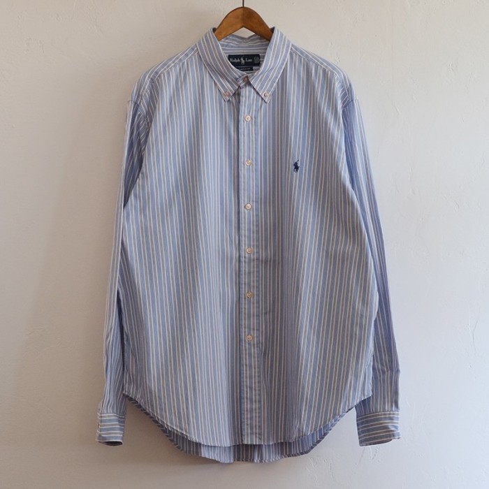 【Ralph Lauren ラルフローレン】 ワンポイント刺繍ストライプBDシャツ BLUE | Vintage.City 古着屋、古着コーデ情報を発信