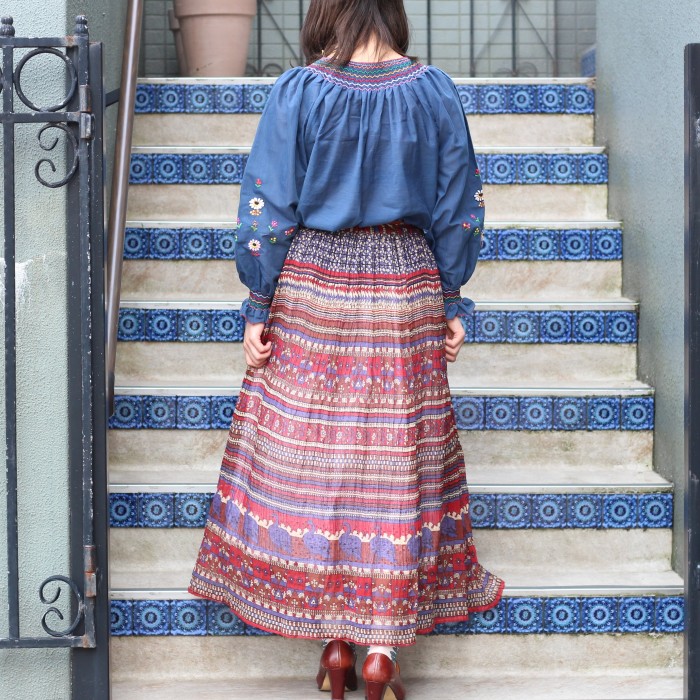 USA VINTAGE ETHNIC PATTERNED LONG SKIRT/アメリカ古着エスニック柄ロングスカート | Vintage.City ヴィンテージ 古着